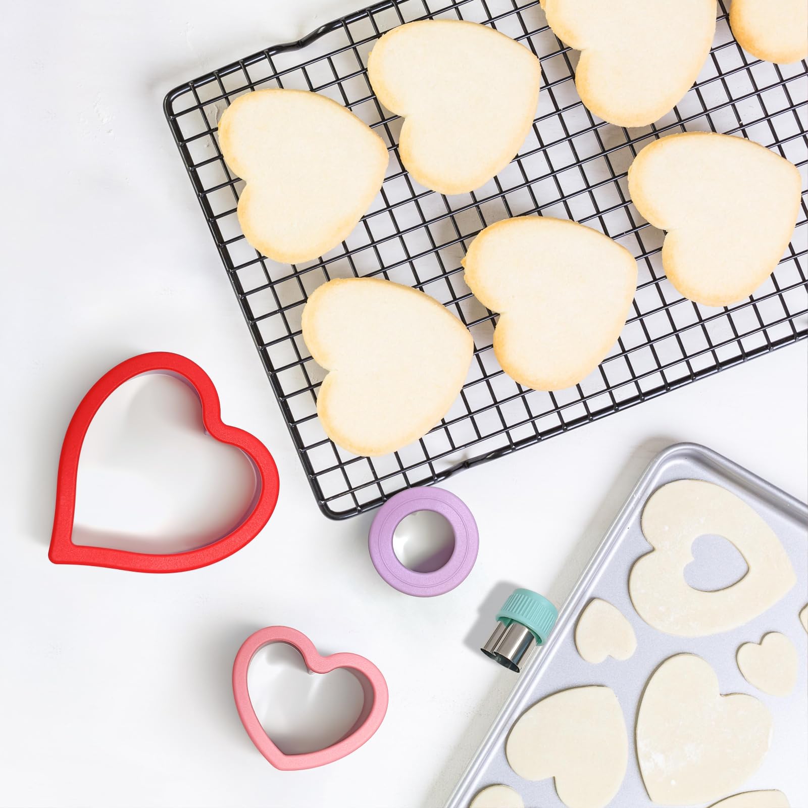 Alltop Heart-Shaped Cookie Cutter Set - 4 Size Biscuit Cutter For Valentine'S Day Baking, Romantic Dessert Decoration, Anniversa